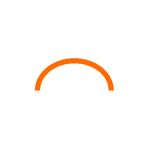 Orangefarbener Halbkreis-Bogen als minimalistisches Icon auf weißem Hintergrund